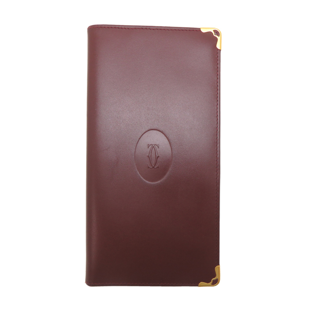 Cartier Must women's long wallet, calfskin, Bordeaux (red).